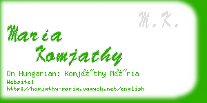 maria komjathy business card